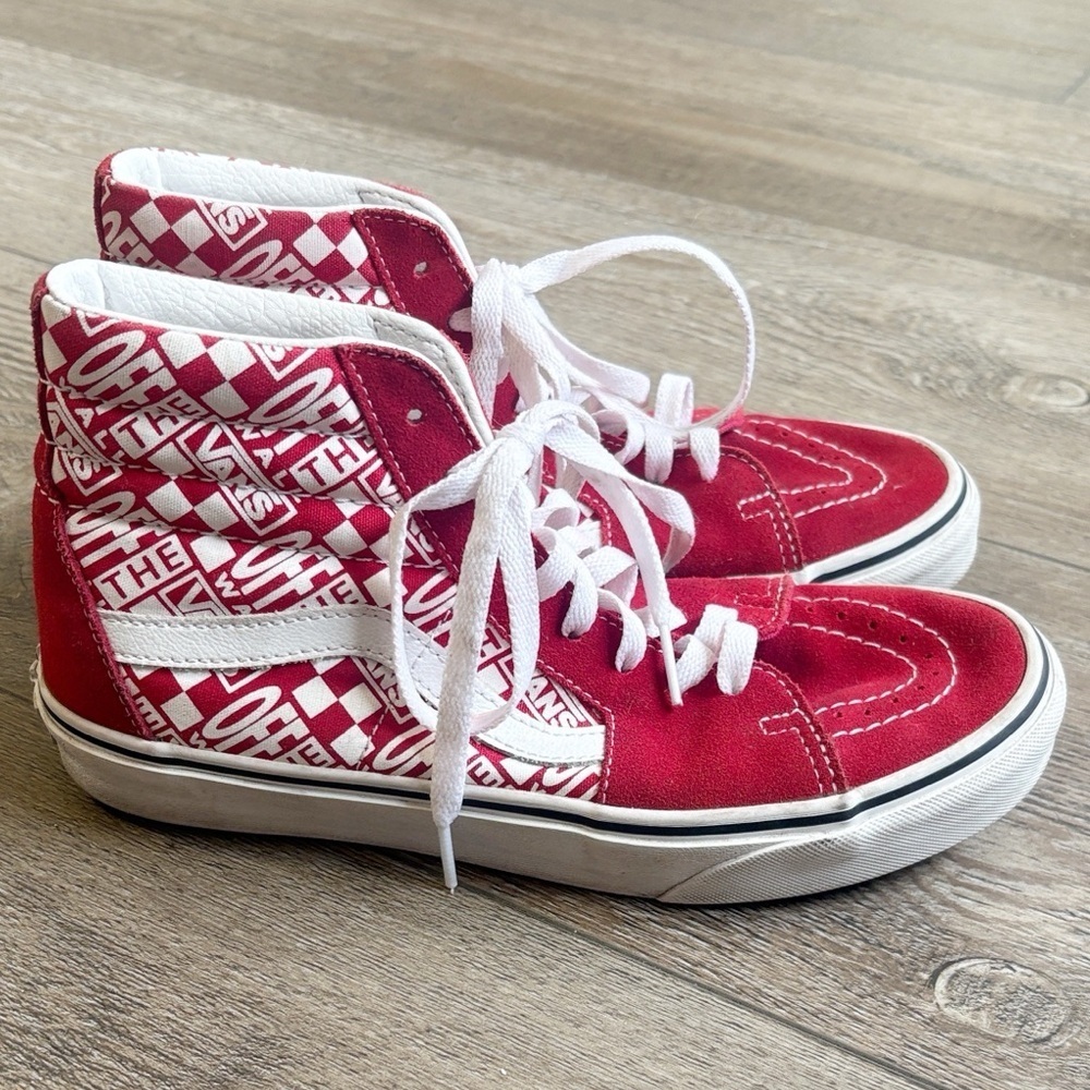 Vans SK8-Hi Red Suede & Canvas Logo High Top Skater Sneakers Men’s 6.5 Women’s 8